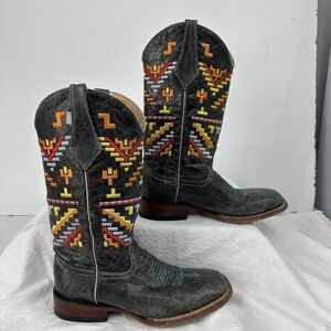 Ferrini Women's 9.5 B Aztec Square Toe South Western Cowgirl Boots Colorful